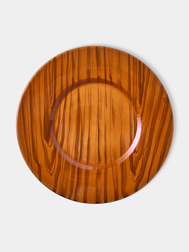 Este Ceramiche - Faux Bois Ceramic Charger Plates – 12.5in/32cm (Set of 4) - Brown - ABASK - 