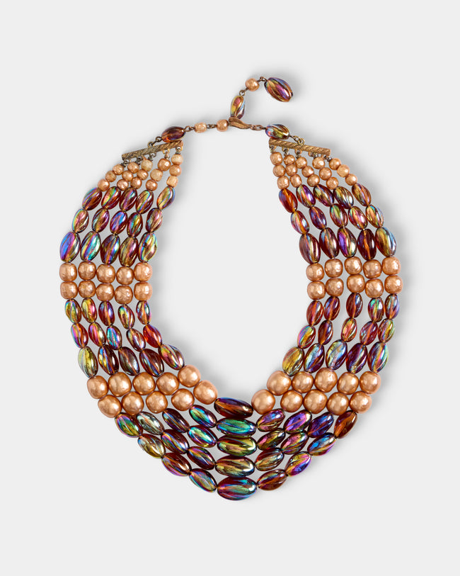 Mahnaz Collection - Women's Vintage 1950 Schiaparelli Five-Strand Beaded Necklace - Multiple - ABASK - 