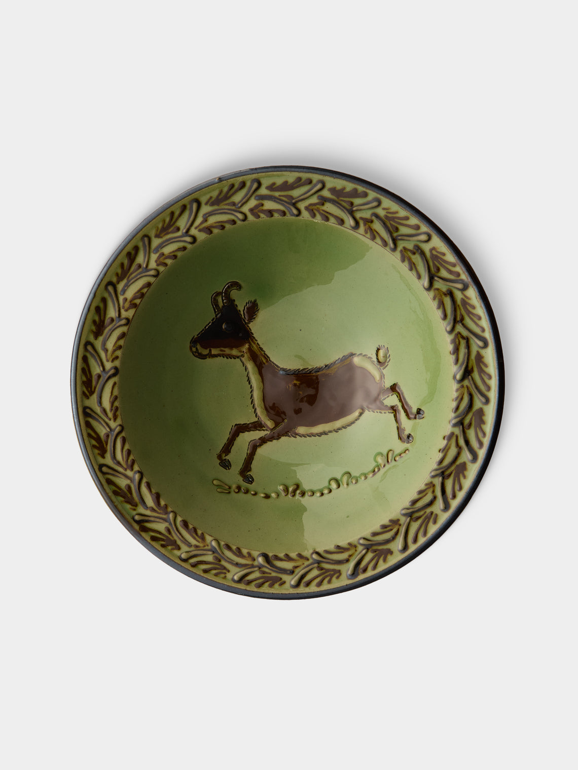 Poterie d’Évires - Animals Hand-Painted Ceramic Breakfast Bowls (Set of 4) - Green - ABASK