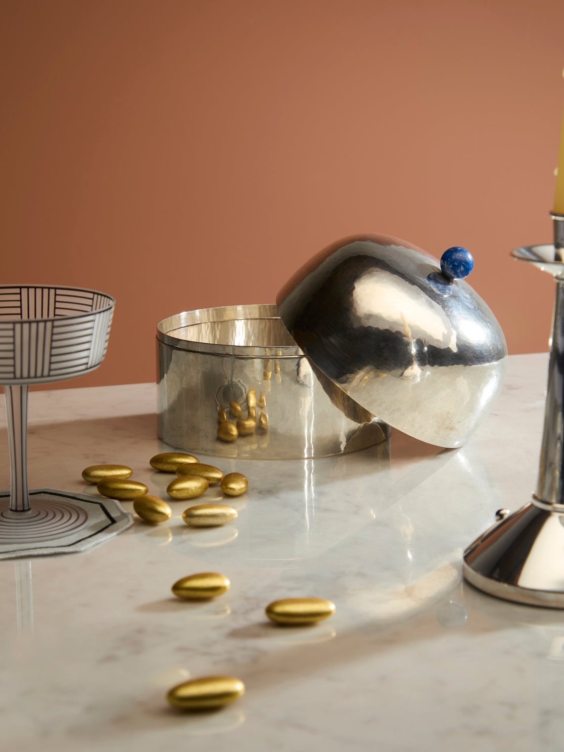 Antique and Vintage - 1980s Daniela Vettori Sterling Silver and Lapis Lazuli Box - Silver - ABASK