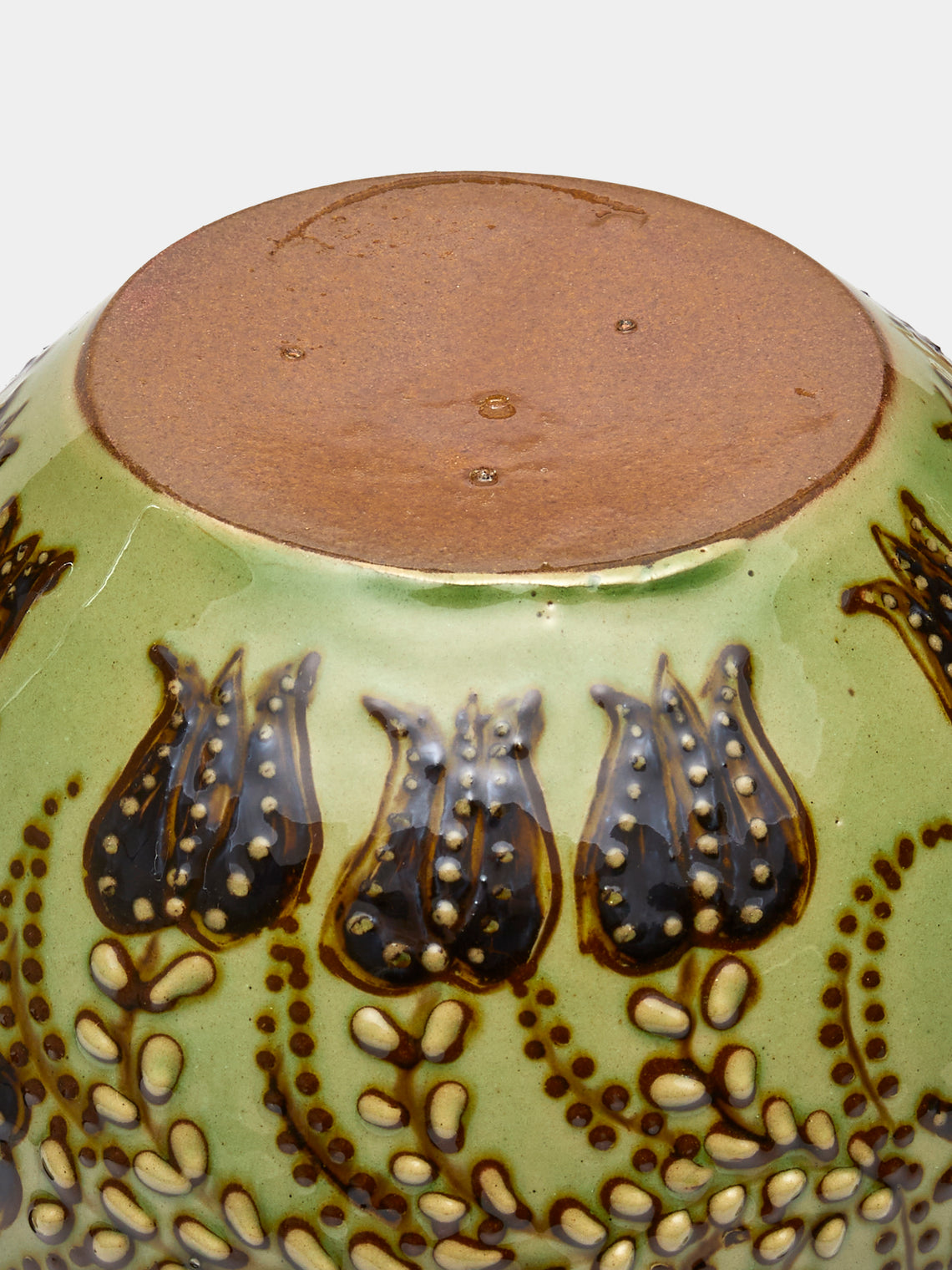 Poterie d’Évires - Flowers Hand-Painted Ceramic Vase (5in/13cm) - Green - ABASK