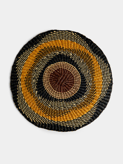 Baba Tree - Handwoven Elephant Glass Placemats (Set of 4) - Black - ABASK - 