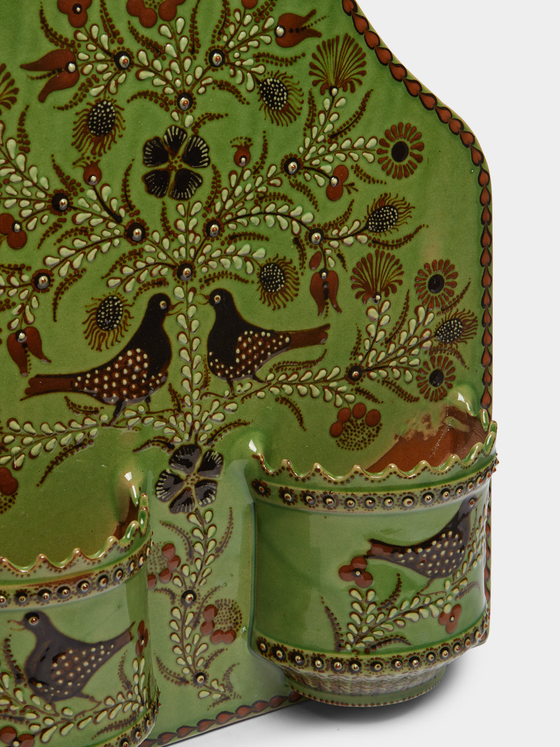 Poterie d’Évires - Birds Hand-Painted Ceramic Double Utensil Holder -  - ABASK