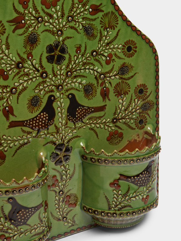 Poterie d’Évires - Birds Hand-Painted Ceramic Double Utensil Holder -  - ABASK