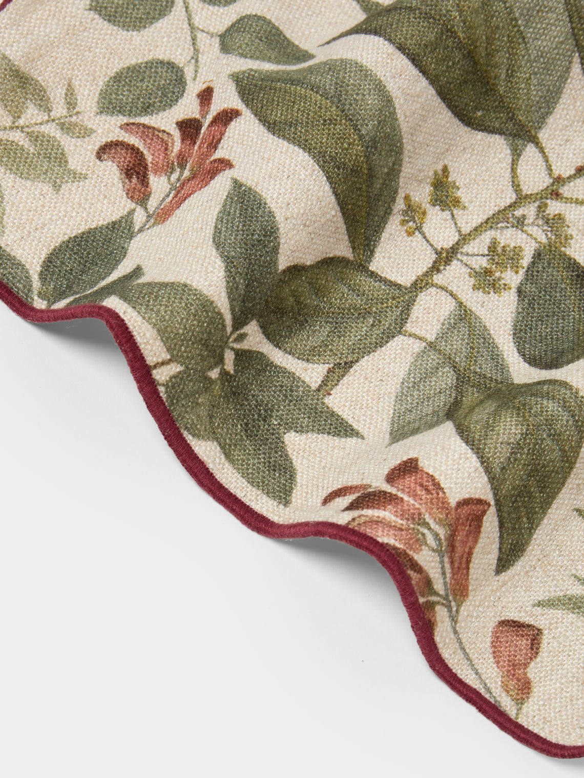 Borgo delle Tovaglie - Filo Sottobosco Embroidered Linen Round Tablecloth (110in/2.8m) - Green - ABASK