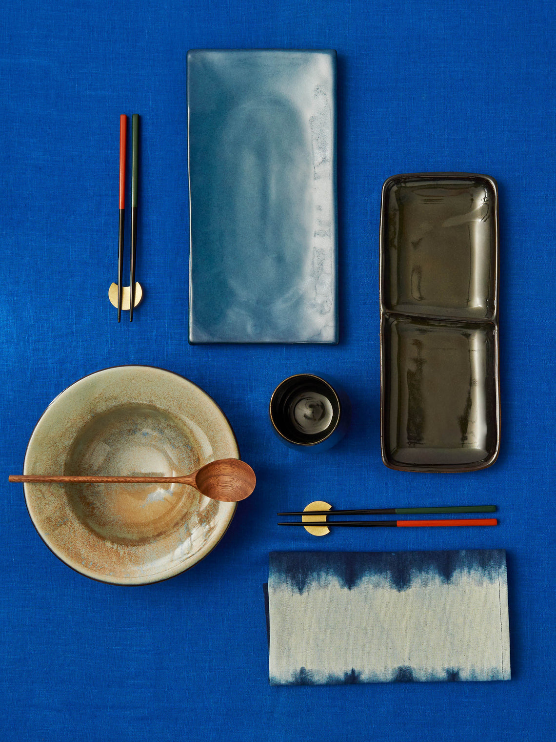 Mervyn Gers Ceramics - Hand-Glazed Ceramic Short Rectangular Sushi Plates (Set of 4) - Black - ABASK