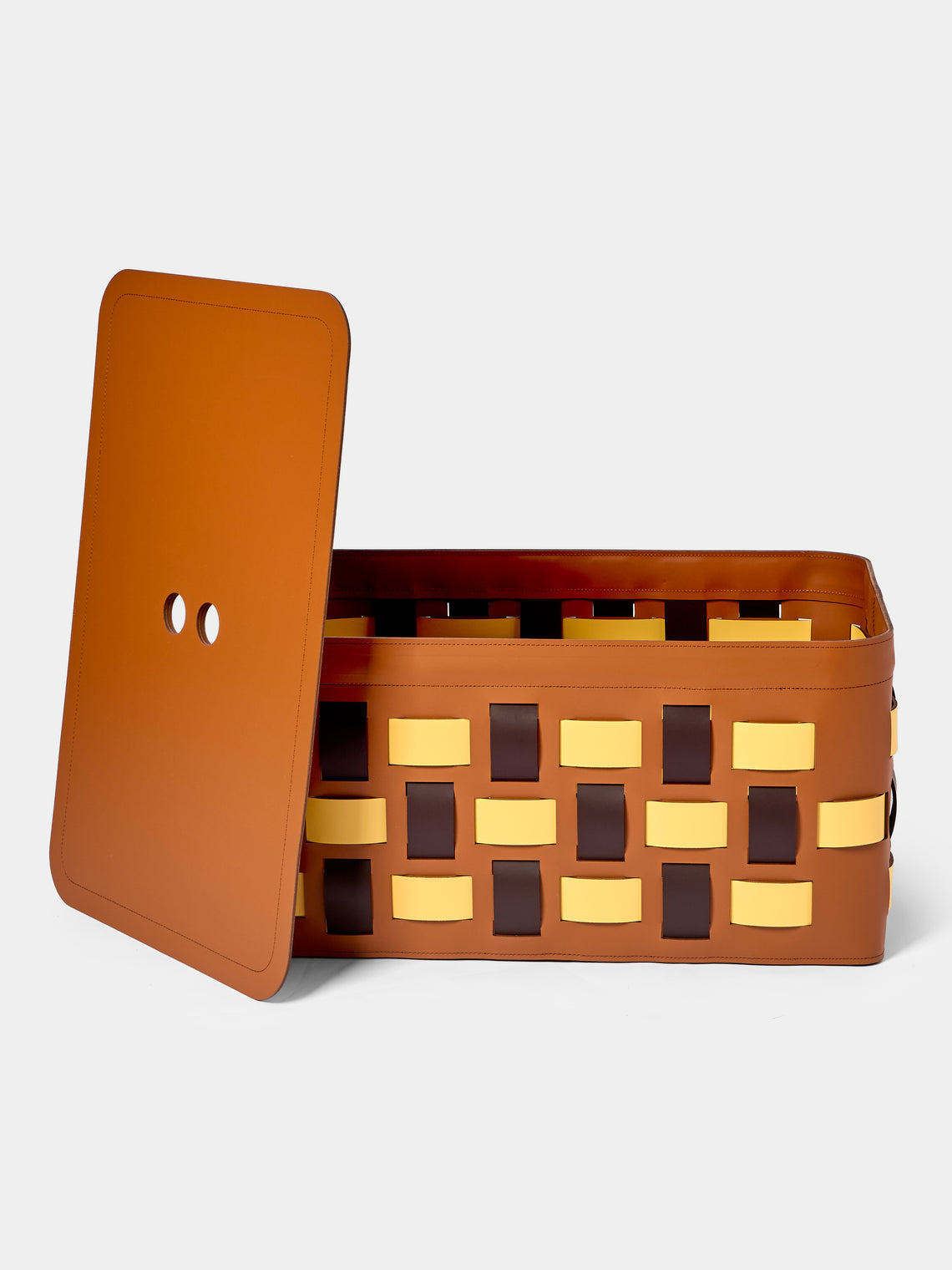 RUDI - Lisbona No. 16 Leather Rectangular Basket - Multiple - ABASK