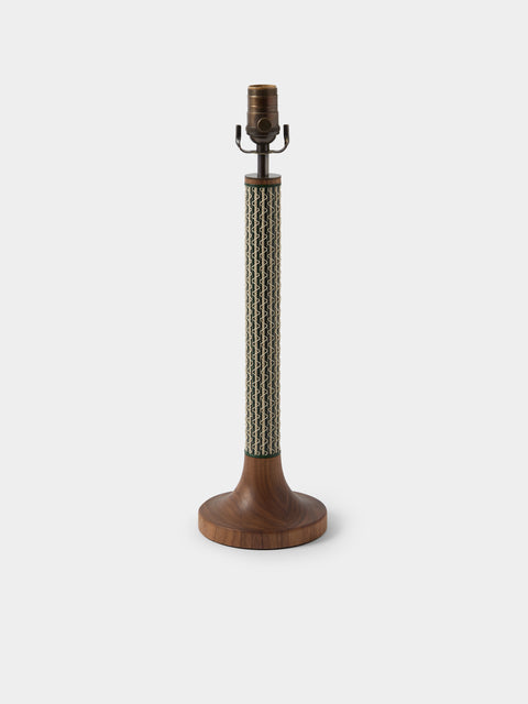 Aimee Betts - Ricasso Spindle Lace Walnut and Leather Table Lamp - Green - ABASK - 