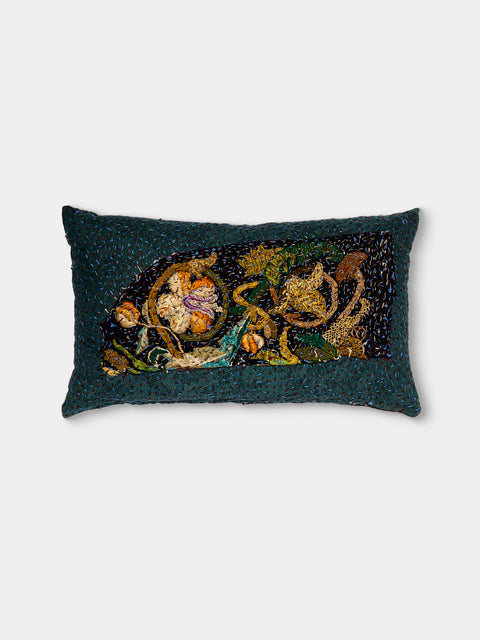 By Walid - 18th-Century English Embroidery Damask Pillow (19.5in/50cm) - Multiple - ABASK - 