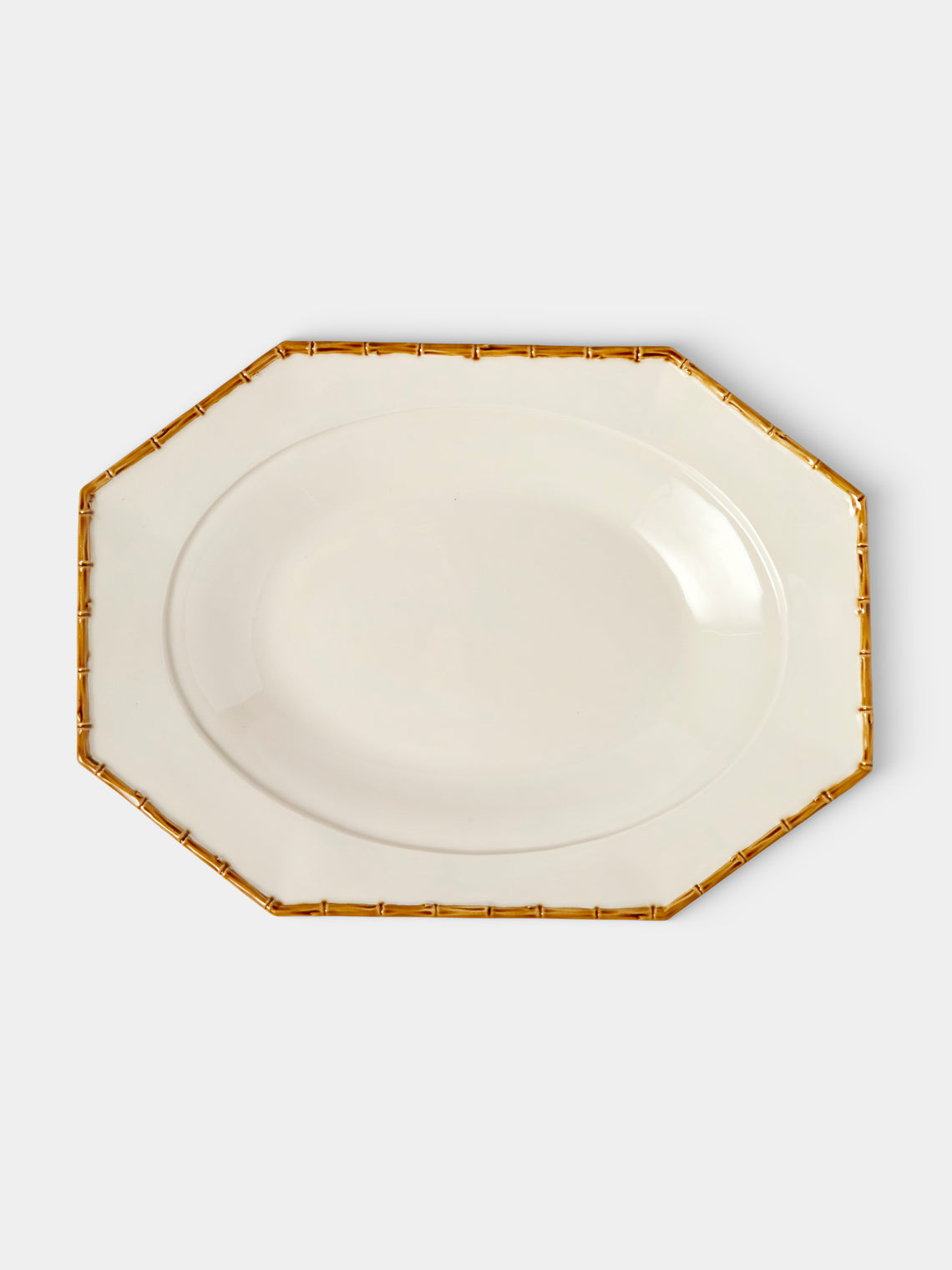 Verdolini - Bamboo Hand-Painted Ceramic Lidded Serving Platter - White - ABASK