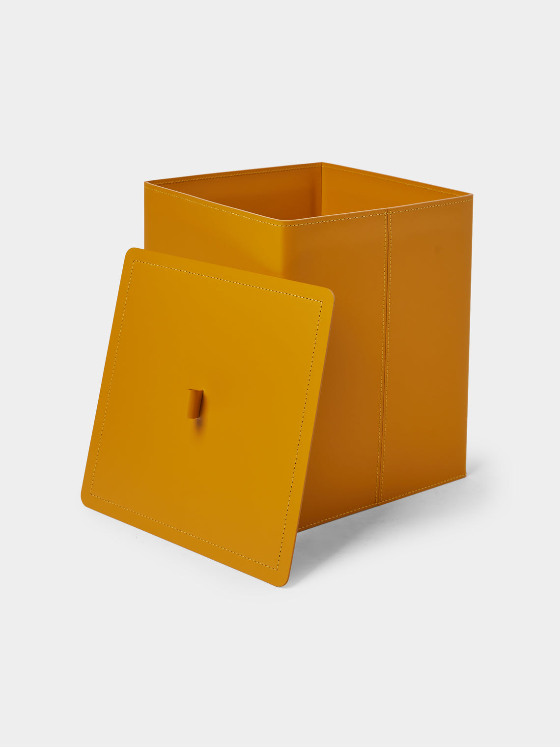 RUDI - Bino Leather Square Lidded Wastepaper Bin - Yellow - ABASK