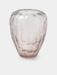 Micheluzzi Glass - Goccia Lilla Bamboo Hand-Blown Murano Glass Vase (9.5in/24cm) - Gray - ABASK - 