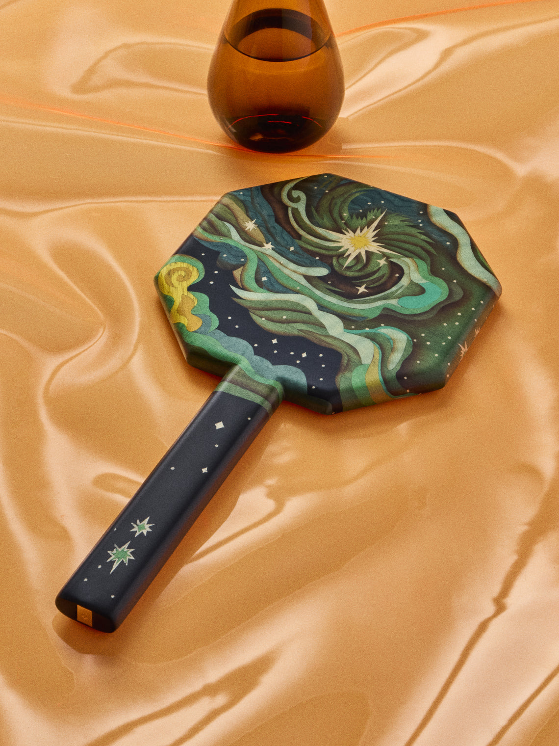Silvia Furmanovich - Elphaba Sky Marquetry Wood Hand Mirror - Multiple - ABASK