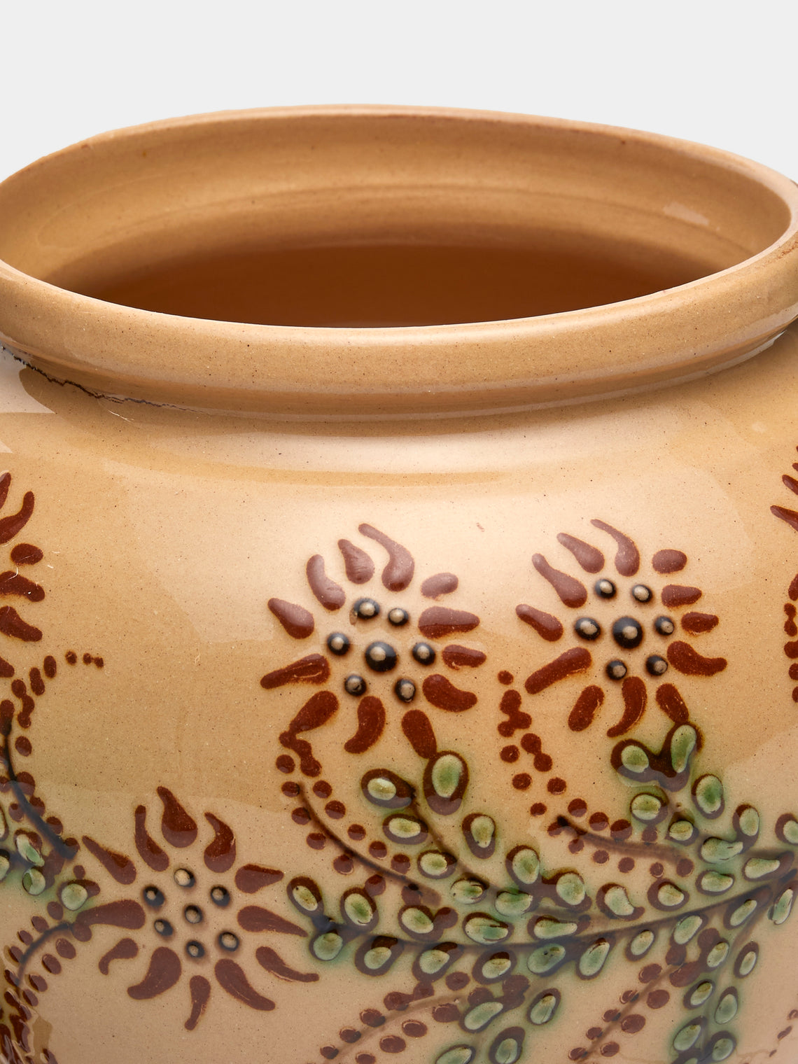 Poterie d’Évires - Flowers Hand-Painted Ceramic Vase (5in/13cm) - Cream - ABASK