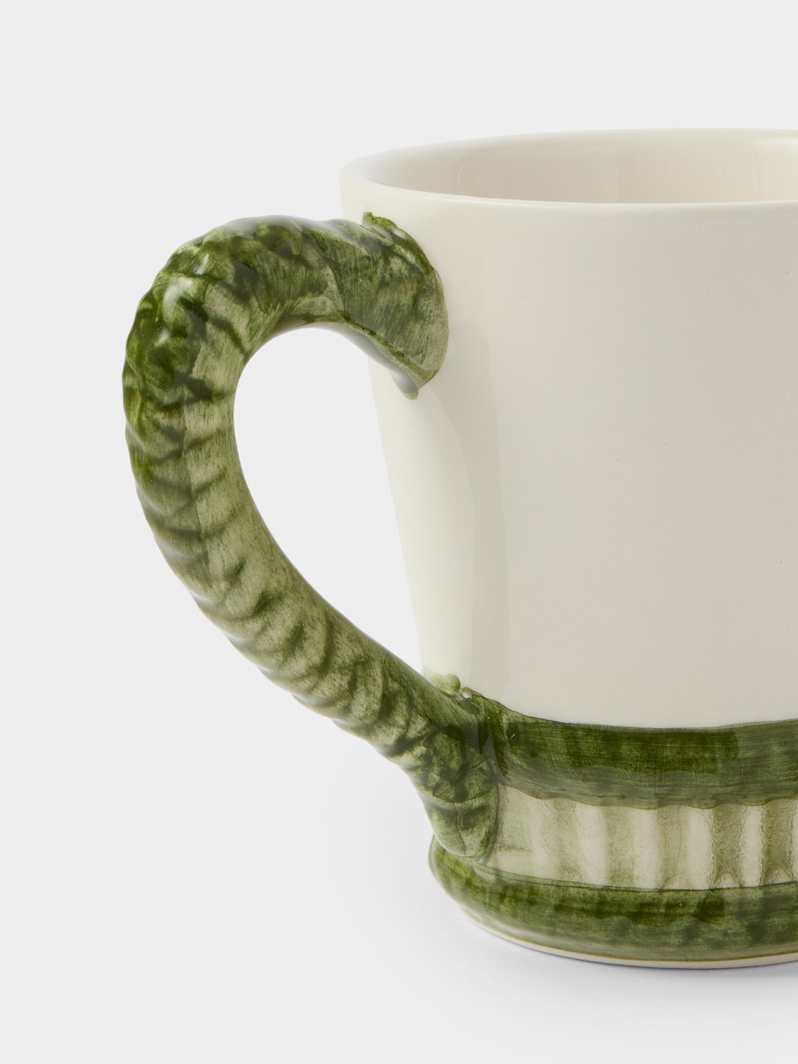 Tessalume Ceramiche - | Set of 4 | Wicker Hand-Painted Ceramic Mugs - Light Green - ABASK