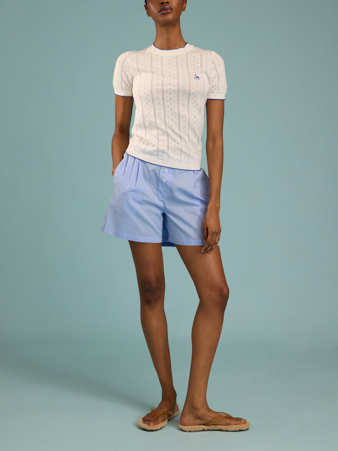 B.B. Wallace - Indiana Cotton Pointelle T-Shirt | Size: S - White - ABASK