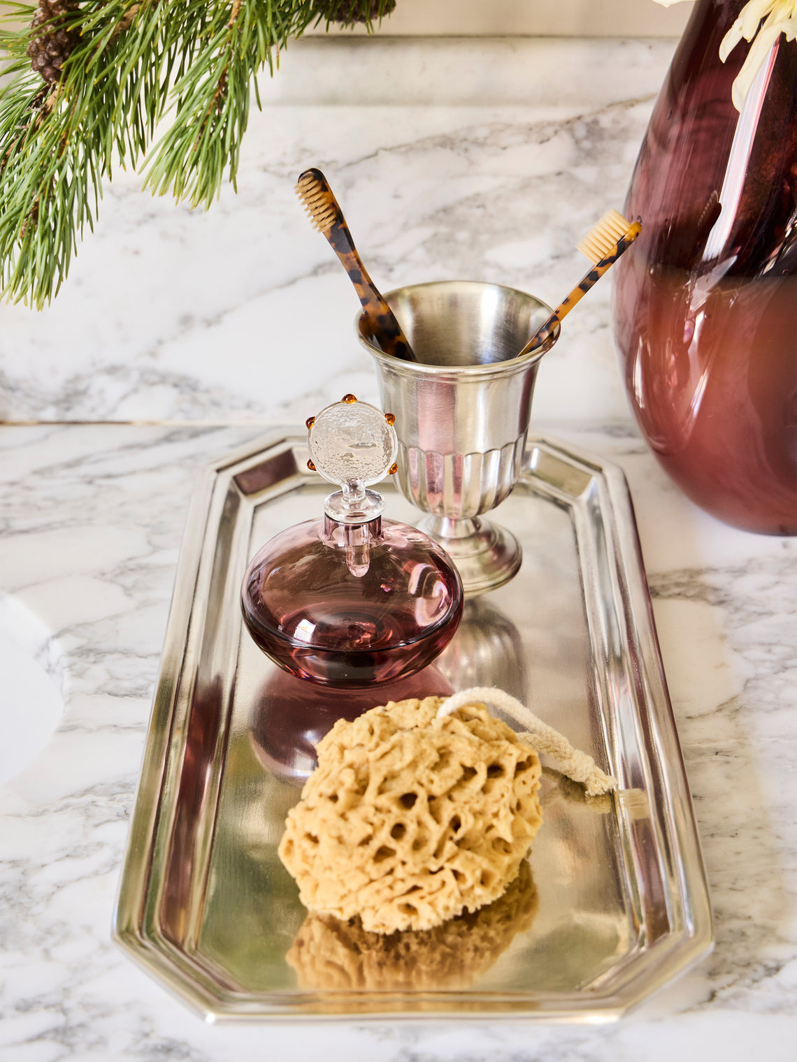 Cosi Tabellini - Dolomiti Pewter Vanity Tray (16in/41cm) - Silver - ABASK