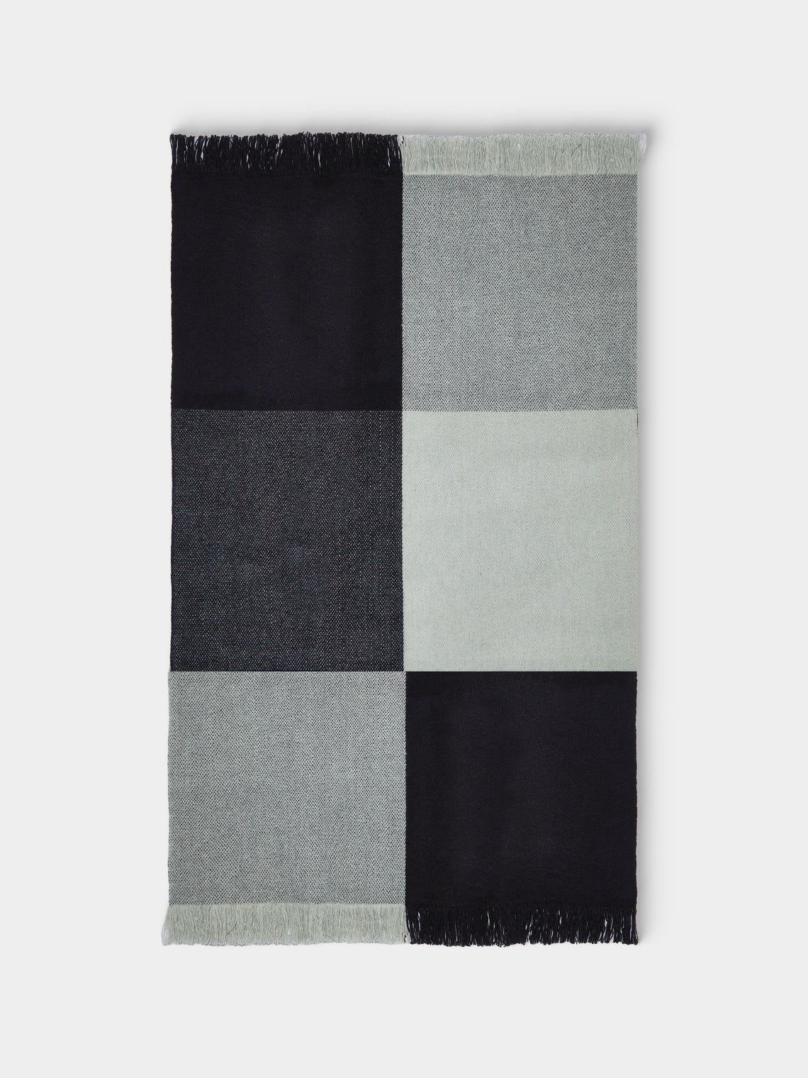 Otherways - Vichy Plaid Handwoven Yak Blanket (79in/2m) - Black - ABASK - 