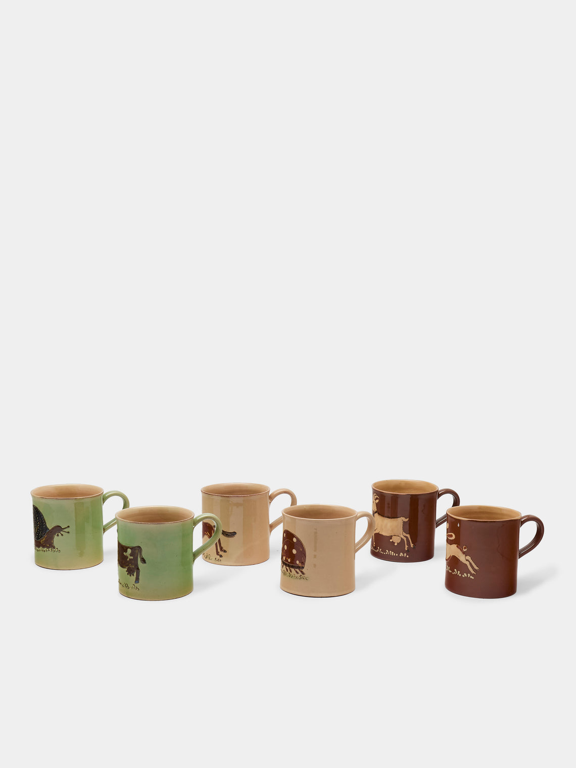 Poterie d’Évires - Animals Hand-Painted Ceramic Mugs (Set of 6) - Multiple - ABASK
