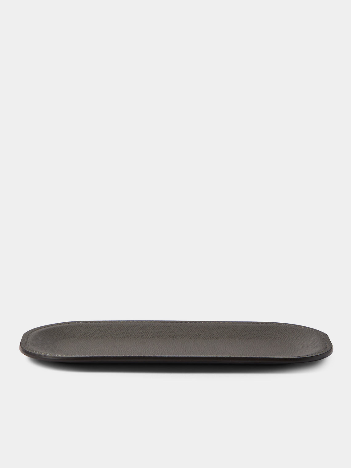 Pinetti - Victor Leather Trinket Tray (9.5in/24cm) - Dark Gray - ABASK