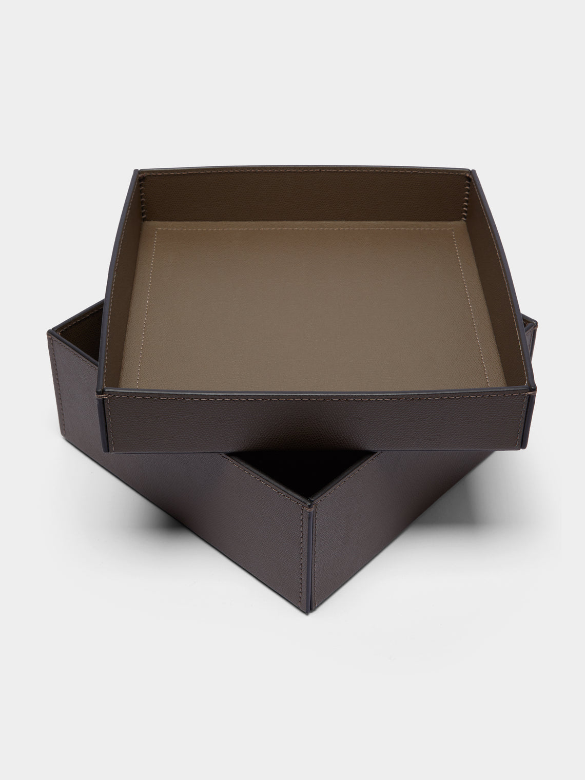 Giobagnara - Marea Leather Large Lidded Box - Brown - ABASK