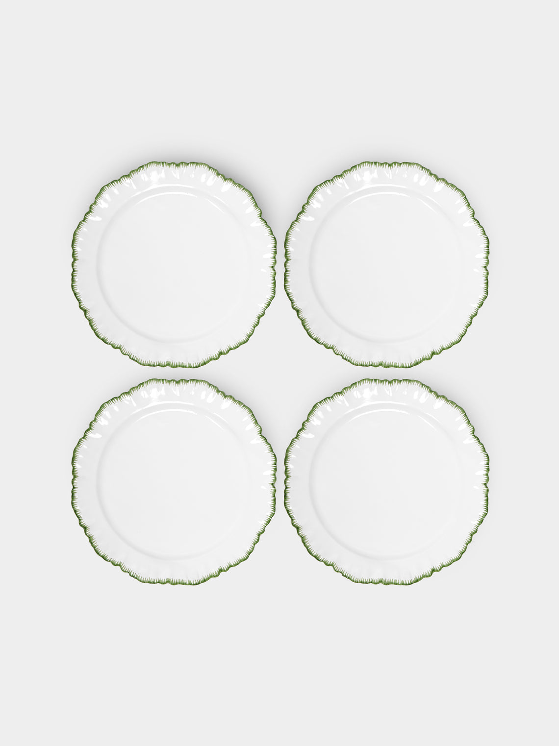 Atelier Soleil - Combed Edge Hand-Painted Ceramic Dinner Plates (Set of 4) -  - ABASK
