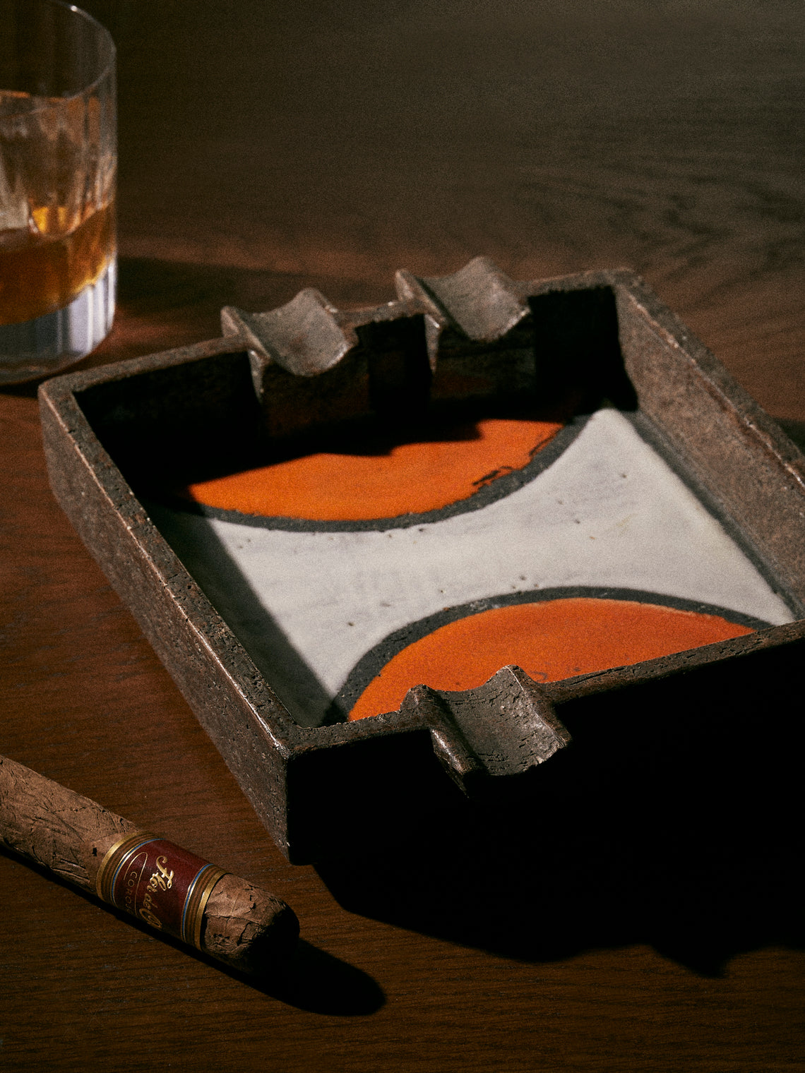 Antique and Vintage - Mid-Century Bitossi Ceramic Ashtray - Orange - ABASK