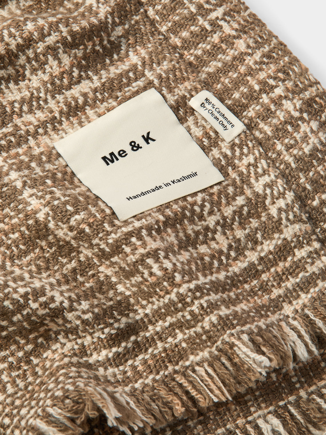 Me & K - Textured Plaid Cashmere Throw (67in/1.7m) - Brown - ABASK