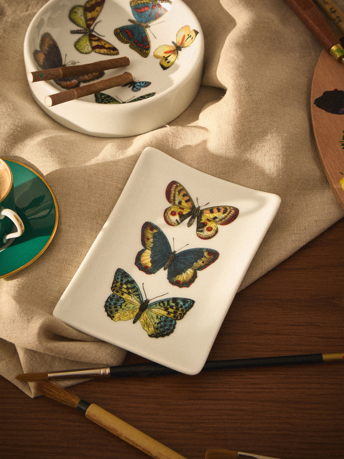 Fornasetti - Farfalle Porcelain Ashtray - Multiple - ABASK