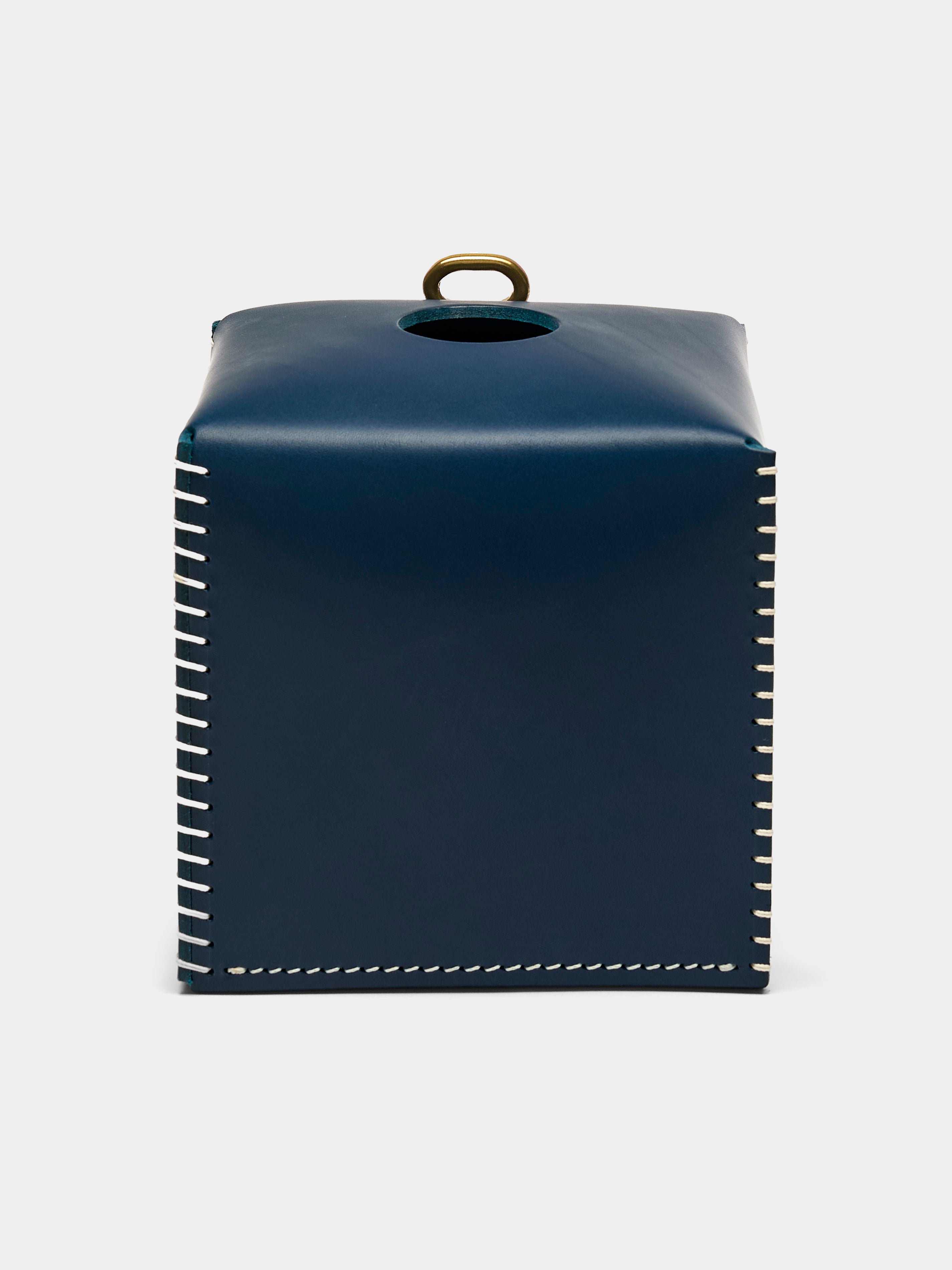 Eyelt Box Blue Eyelet Leather Tissue Box by Otzi Studio | ABASK