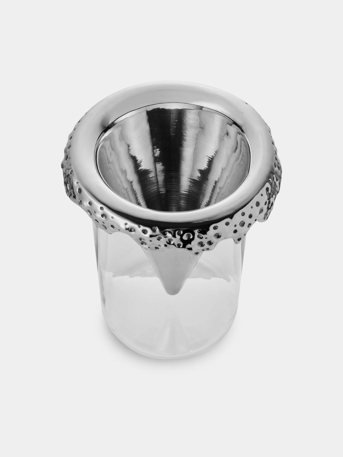 San Lorenzo - 1997 Afra and Tobia Scarpa Pure Silver and Glass Vase (8in/20.5cm) - Silver - ABASK