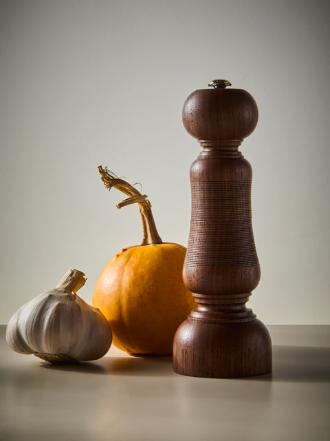 Yamani Woodworks - Hand-Turned Wood Salt Mill (7in/17.5cm) - Brown - ABASK