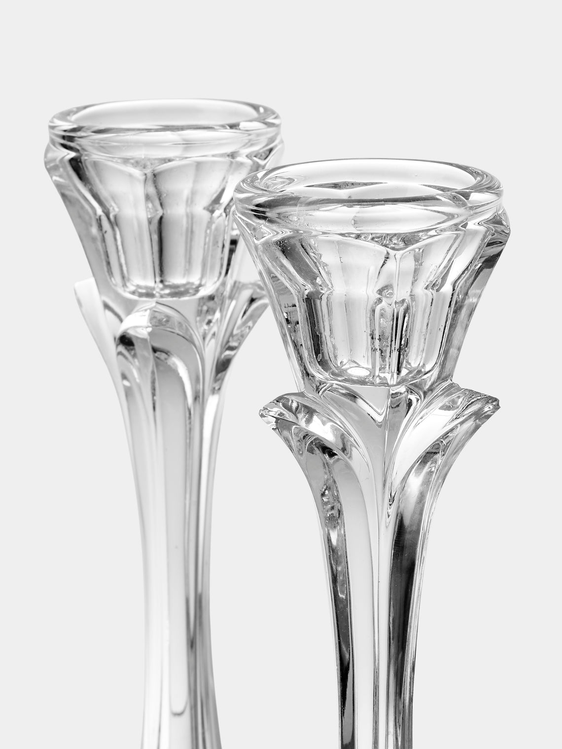 Antique and Vintage - Mid-Century Daum Crystal Candlesticks (Set of 2) - Clear - ABASK