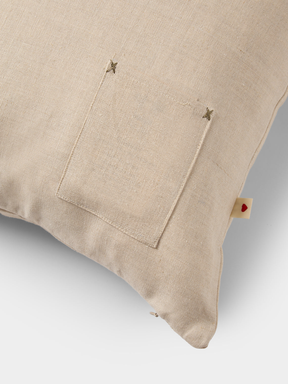 Bokja - Beet Moon Deep Embroidered Linen Cushion (17.5in/45cm) - Multiple - ABASK