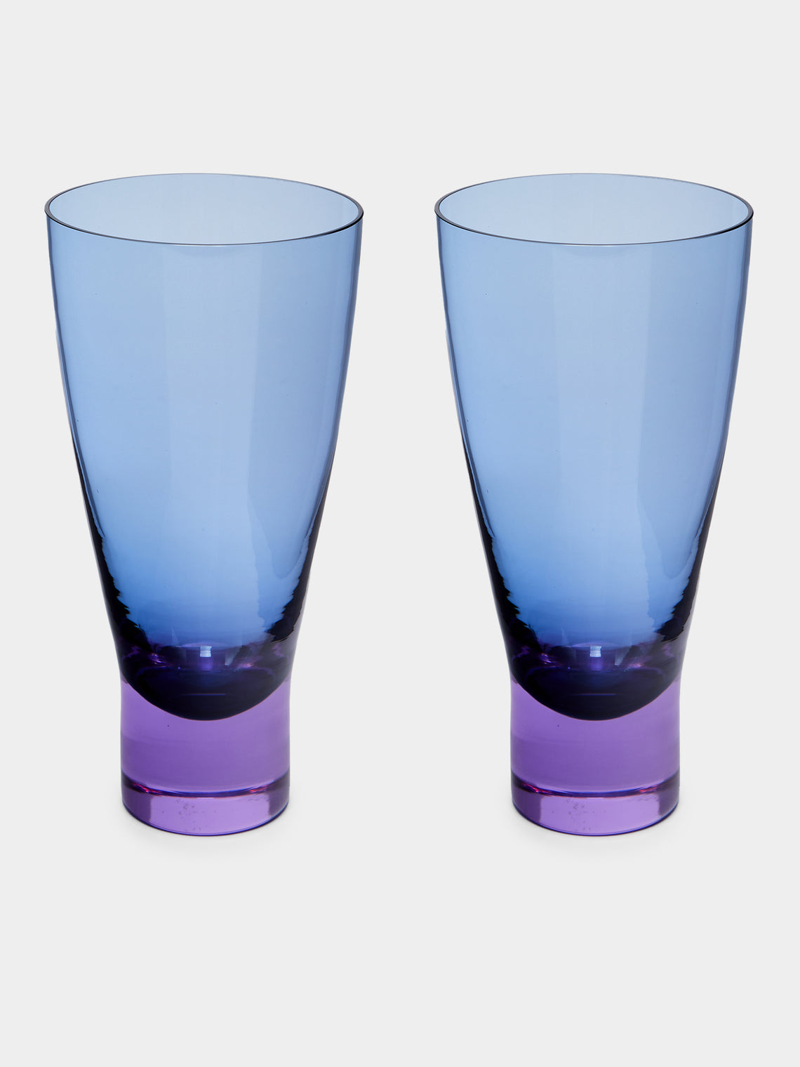 NasonMoretti - Archive Revival 1996 Hand-Blown Murano Glass Bicolor Highballs (Set of 2) - Blue - ABASK 