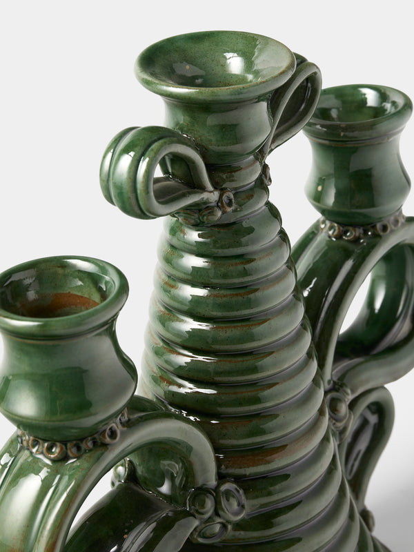 Poterie de Cliousclat - Slipware Candelabra - Green - ABASK