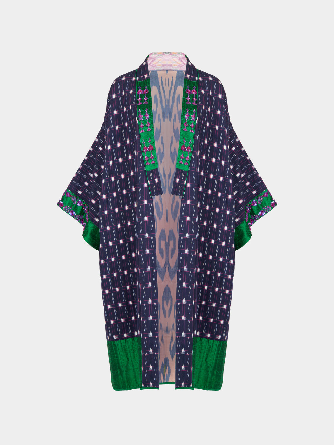 Nazzy Beglari - Hand-Loomed Ikat Cotton Reversible Chapan-Style Robe | One Size - Multiple - ABASK - 