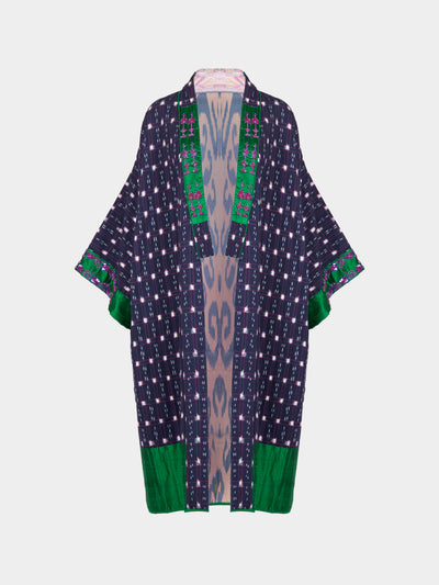 Nazzy Beglari - Hand-Loomed Ikat Cotton Reversible Chapan-Style Robe | One Size - Multiple - ABASK - 