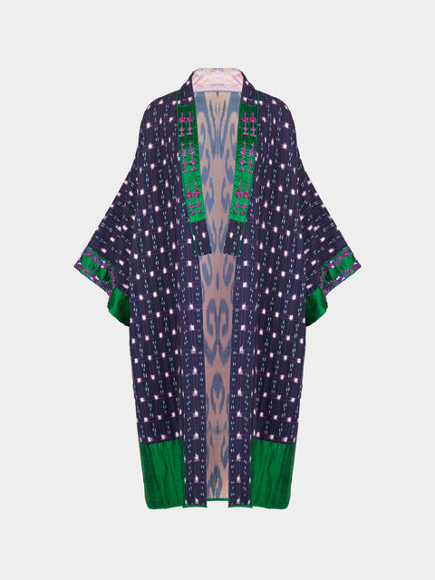 Nazzy Beglari - Hand-Loomed Ikat Cotton Reversible Chapan-Style Robe | One Size - Multiple - ABASK - 