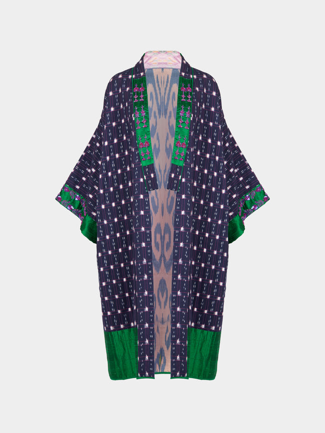 Nazzy Beglari - Hand-Loomed Ikat Cotton Reversible Chapan-Style Robe | One Size - Multiple - ABASK - 