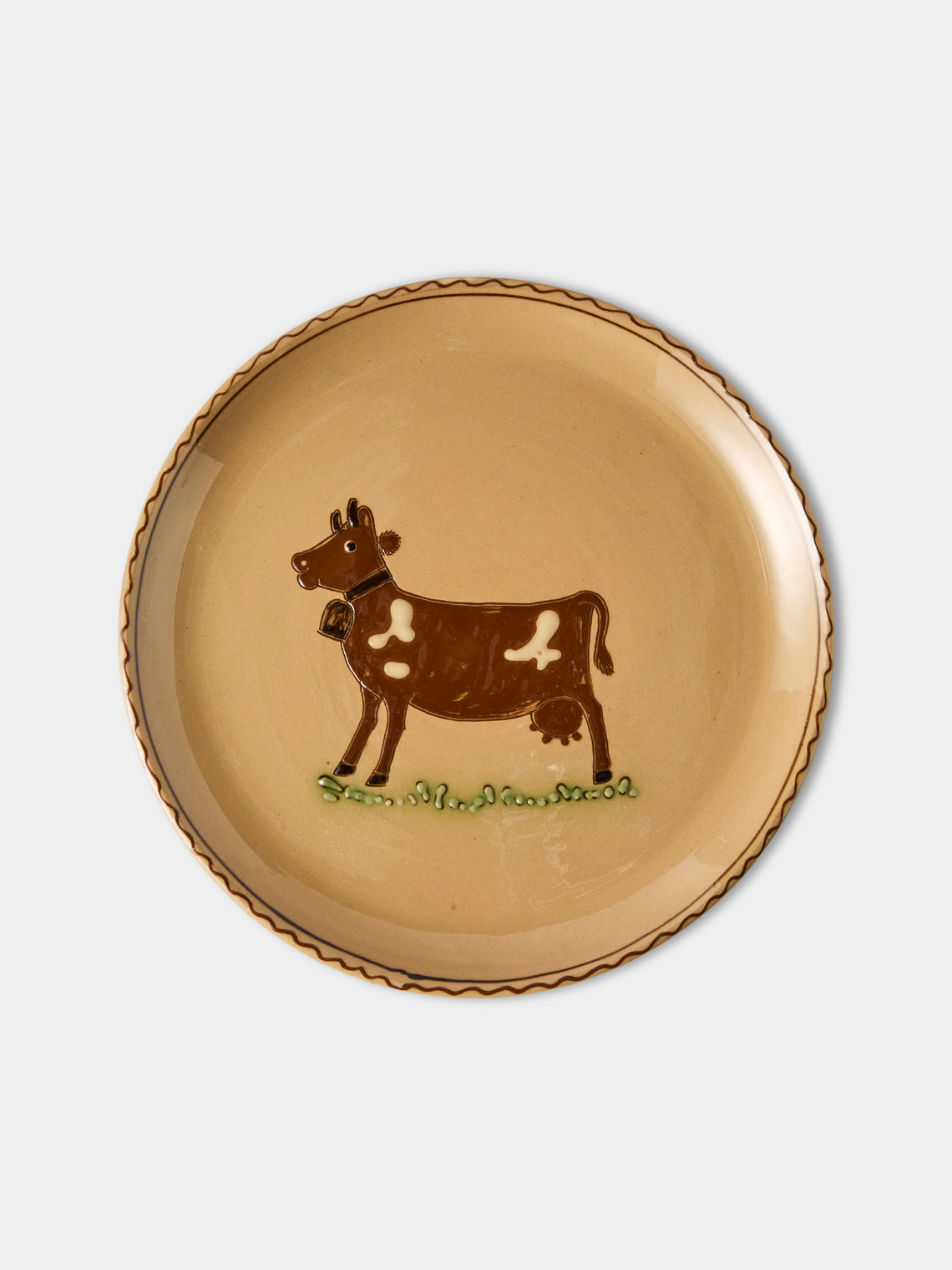 Poterie d’Évires - Animals Hand-Painted Ceramic Dinner Plates – 9.5in/24cm (Set of 4) - Cream - ABASK