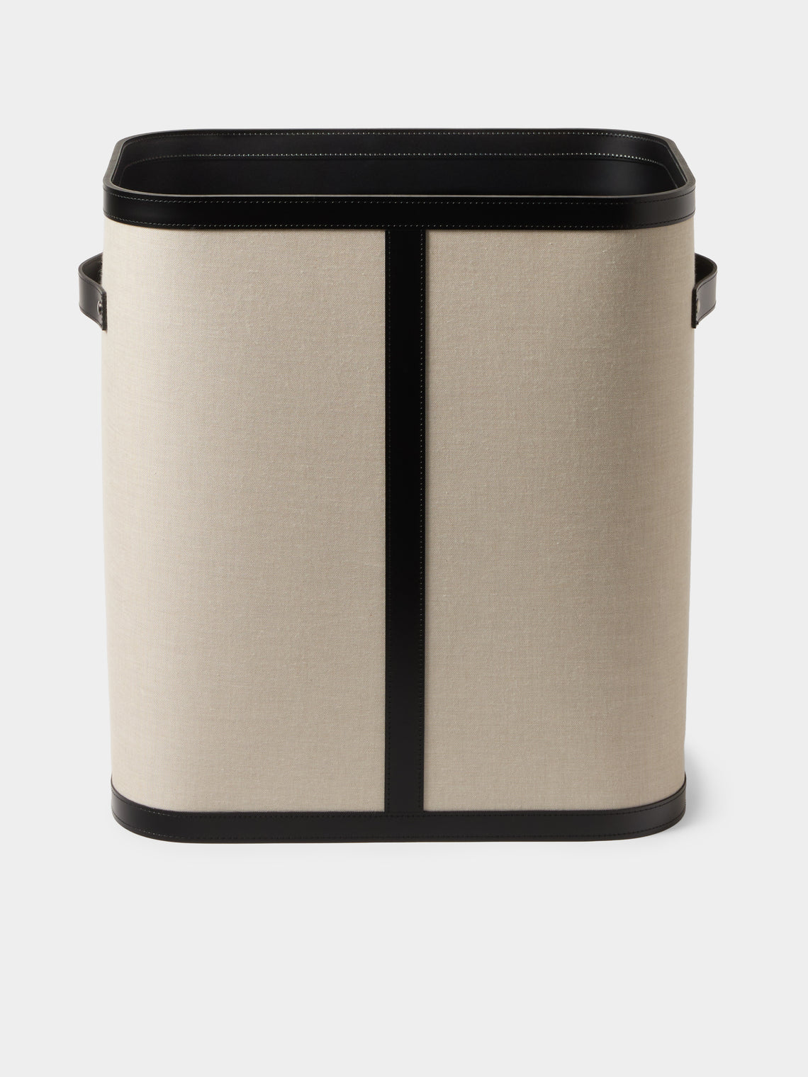 Pinetti - Penelope Leather and Canvas Lidded Laundry Basket - Black - ABASK - 