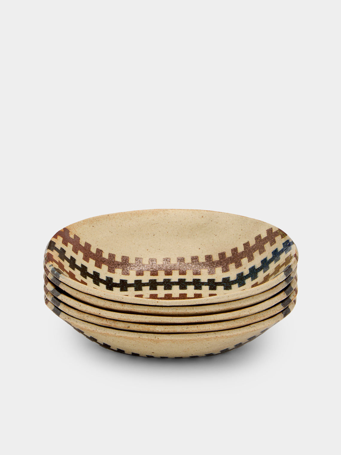 Makidani-gama - No. 1 Nerikomi Ceramic Medium Oval Bowls (Set of 5) - Multiple - ABASK