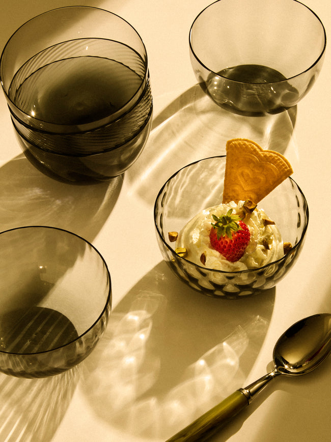 NasonMoretti - | Set of 6 | Idra Hand-Blown Murano Glass Dessert Bowls - Gray - ABASK