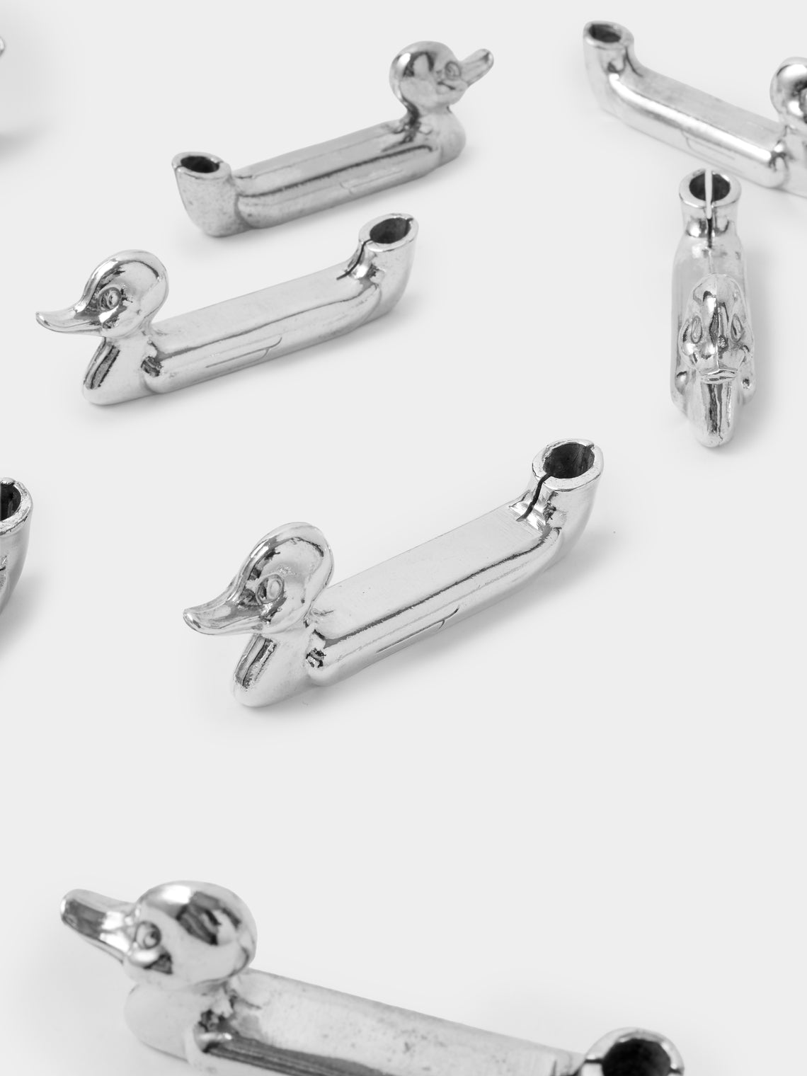 Antique and Vintage - | Set of 12 | Mid-Century Silver-Plated Duck Knife Rests - Silver - ABASK