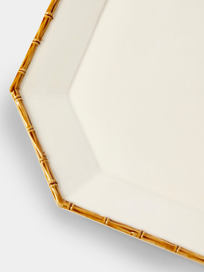 Verdolini - Bamboo Hand-Painted Ceramic Dinner Plate (11in/28cm) - White - ABASK