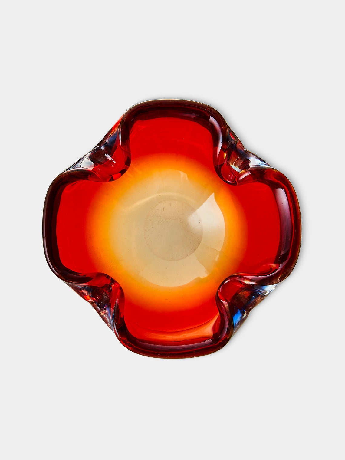 Antique and Vintage - Mid-Century Glass Ashtray - Red - ABASK