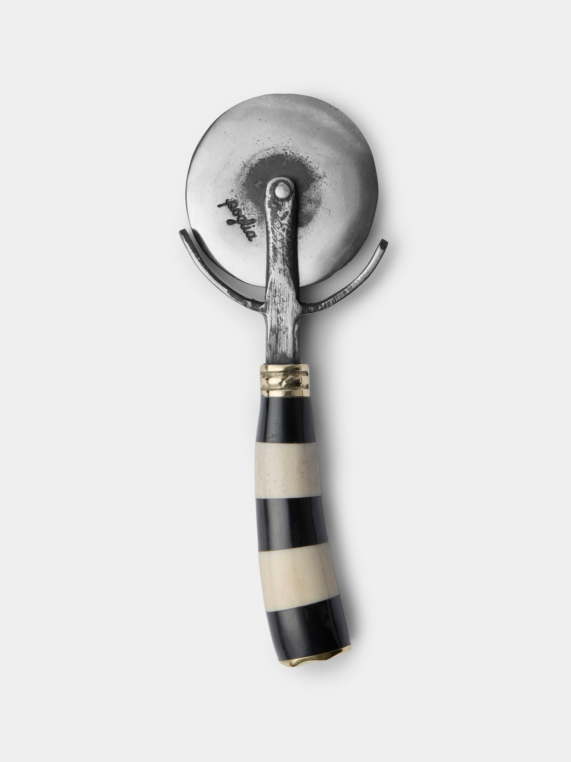Poglia - Horn, Bone and Brass Pizza Cutter - Black - ABASK - 