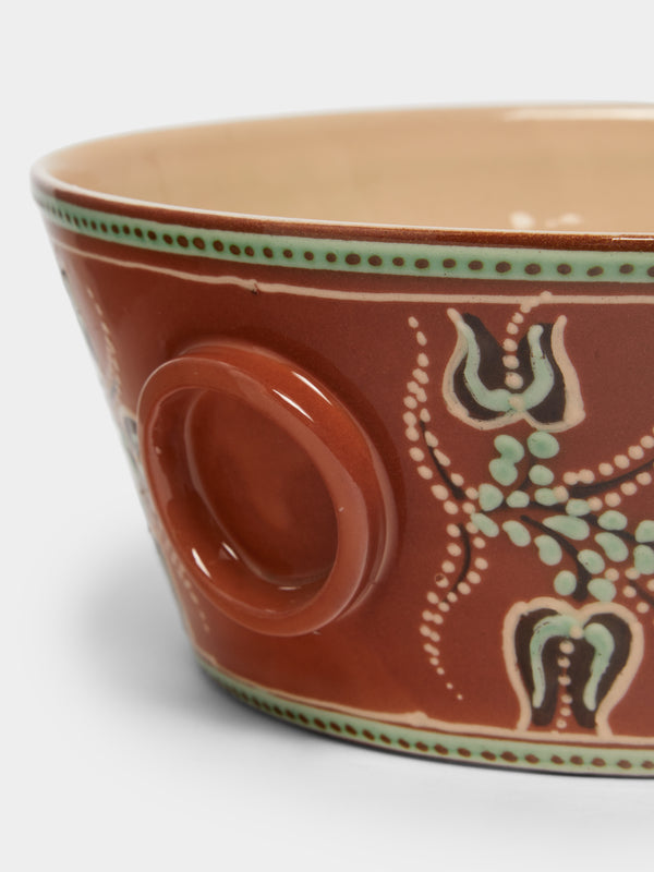 Poterie d’Évires - Flowers Hand-Painted Ceramic Large Handled Serving Bowl -  - ABASK