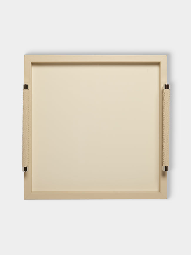 Riviere - Diana Lacquered Wood Tray (18in/46cm) - Ivory - ABASK - 
